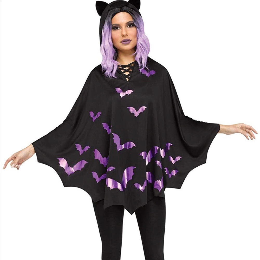 NWT Bat purple and black Poncho Costume 🎃